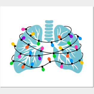 Lungs Christmas Lights Respiratory Therapist Xmas Gift Posters and Art